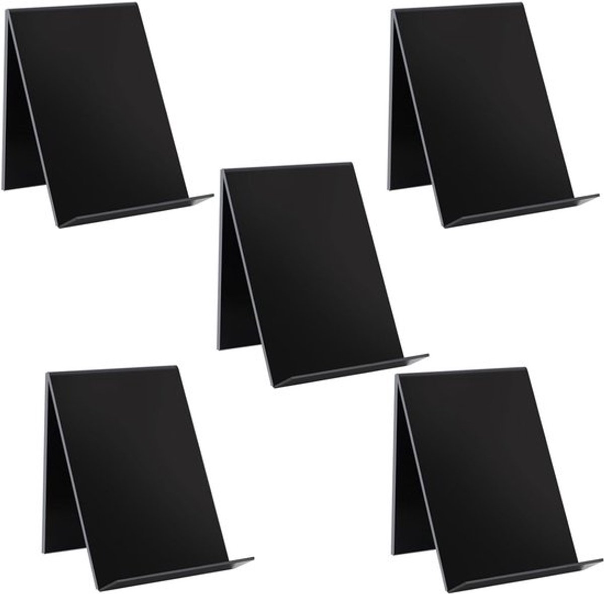 Set van 5 Acryl Boekensteunen, Boekenstandaard en Brochurehouder, 13 x 11,5 x 10 cm, Zwart, Ideaal voor Thuis en Kantoor, Stevig en Stijlvol