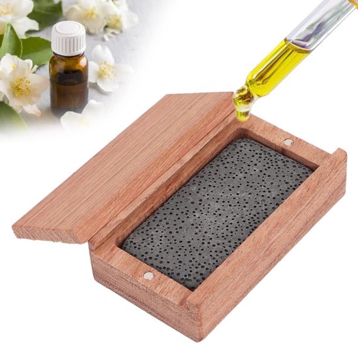 Draagbare Houten Diffuser voor Essentiële Olie, Aromatherapie Diffuser, Natuurlijke Luchtverfrisser met Hout en Therapeutische Voordelen