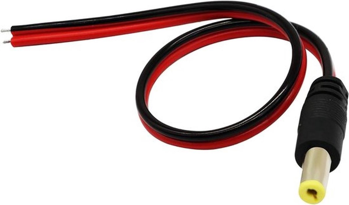 Power Male Pigtails Kabel 22AWG 5V 3A DC5.5mm x 2.1mm naar Open Eind Kabel voor Beveiligingscamera en LED Strip Verlichting 0.3m - 2 Stuks
