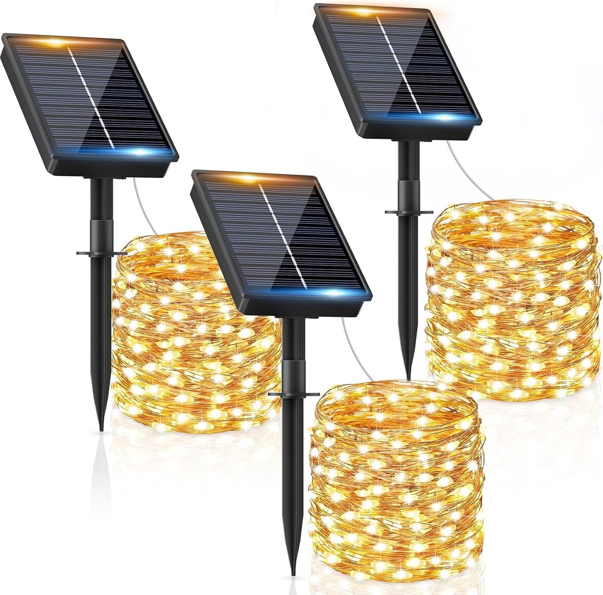 Zonnelampen voor Buiten - Warm Wit - 12 m - Lichtketting op Zonne-energie met 120 LEDs - Voor Tuin en Terras