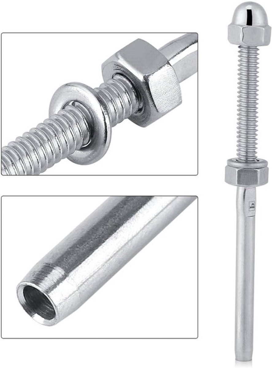 10-delige RVS Handrail Kabel Spanner met Draadstud voor 1/8" Kabelsysteem - Duurzame Bevestigingshardware voor Balustrades en Leuningen