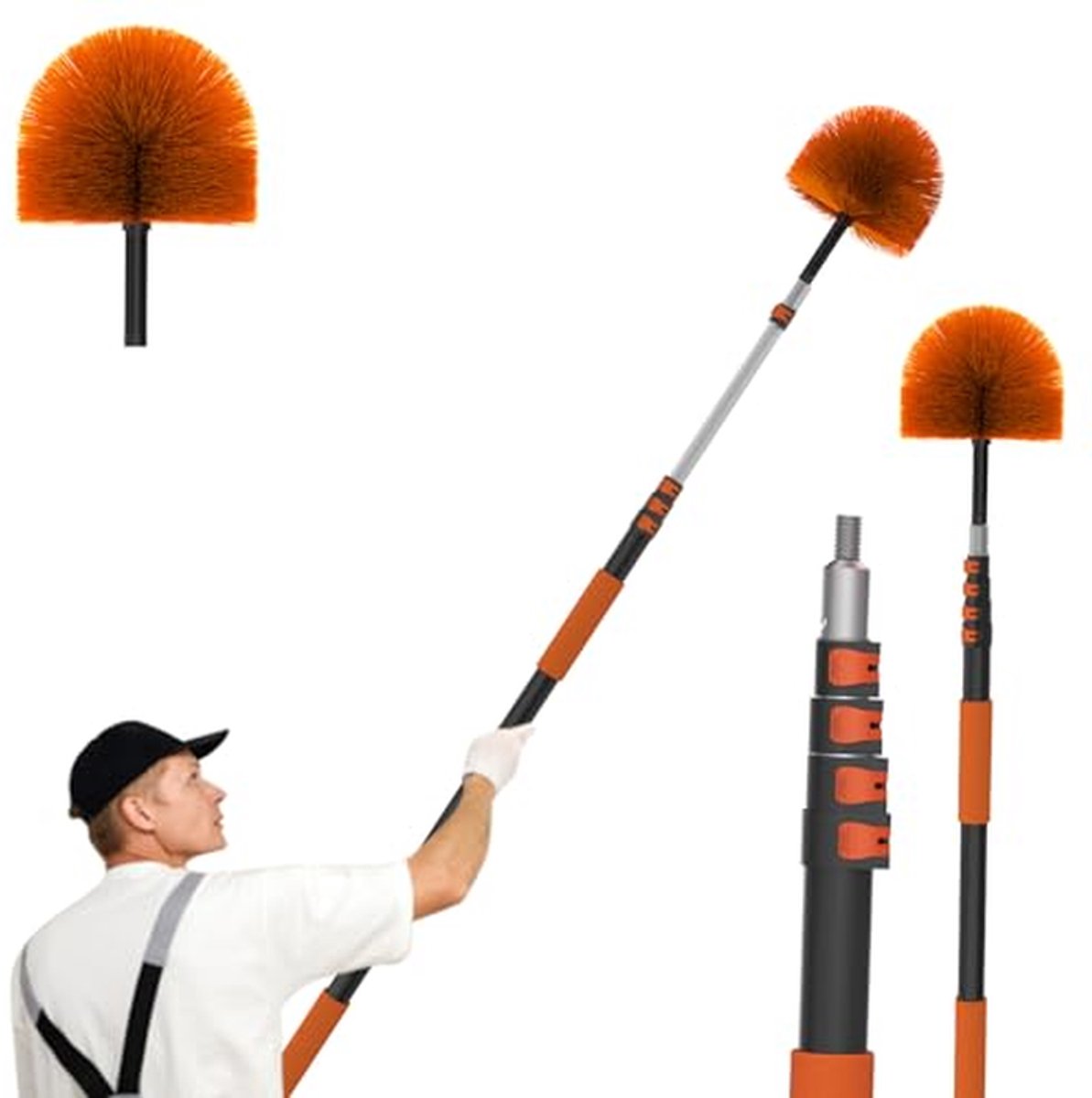 Webben Duster - Stofwisser Telescoop - Hoge Plekken Schoonmaken - Verstelbare Lengte - 7.9 m - Grijs