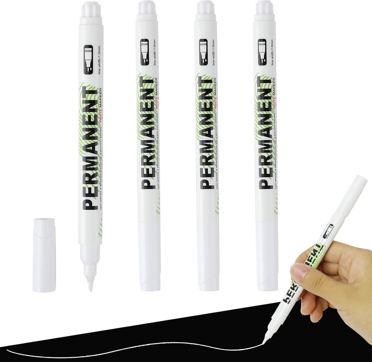 Permanente Markers - Wit - Fijne Punt 1,0 mm - Acrylstiften voor Hout, Metaal, Glas, Stof - Voor Creatieve Projecten