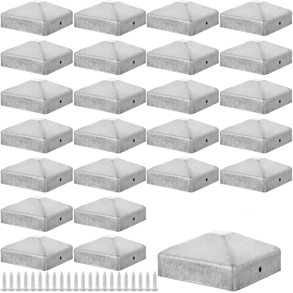 Pack of 24 post caps, 7 x 7, weft sleeve 70 x 70 mm, fence posts metal, pyramid shape, fence posts, galvanised, post - ShopVlot