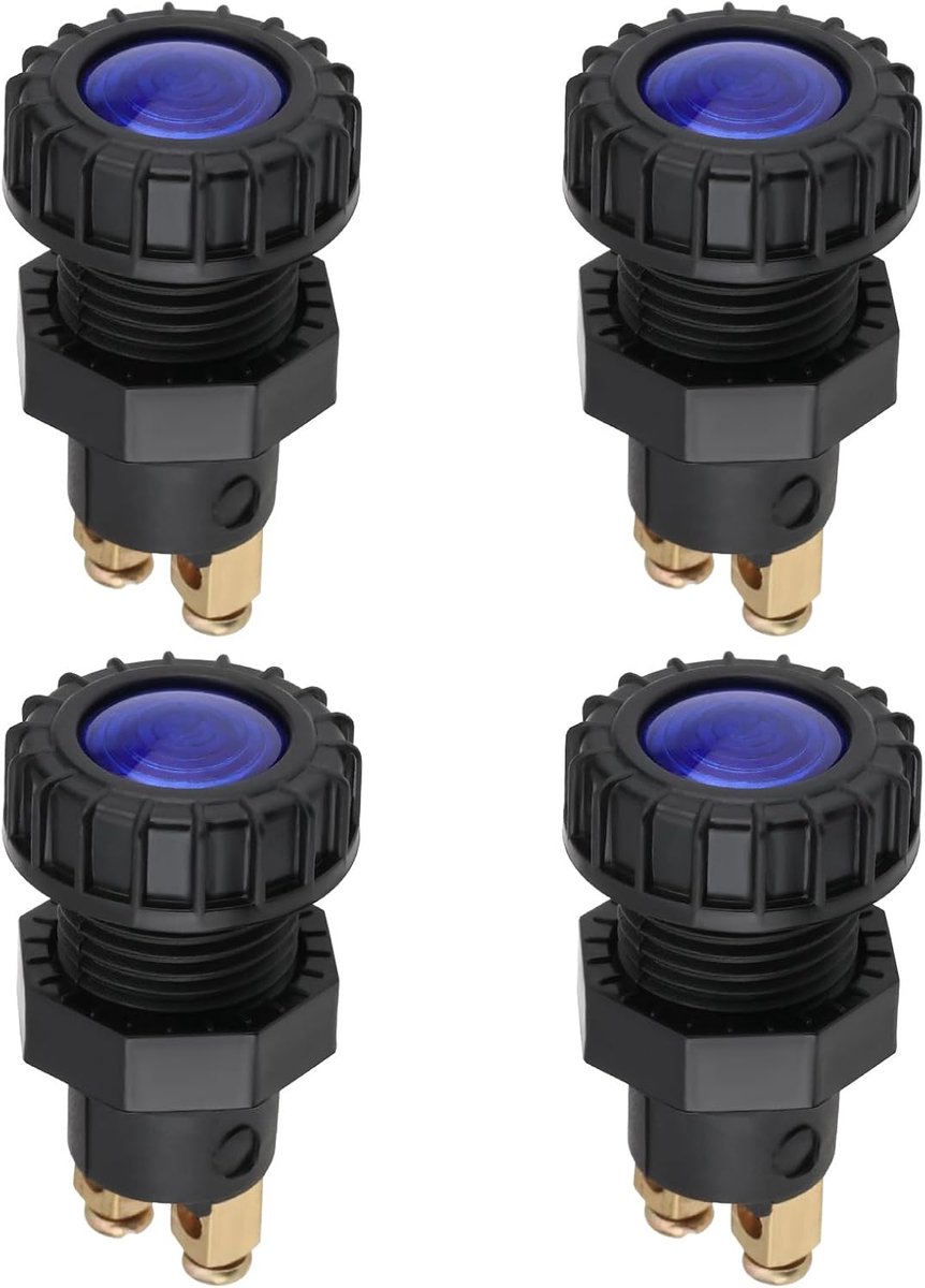 SnelShoppen - 4 stuks Controlepaneel Auto Aan/Opladen 12V/24V voor MaaiDorser Modificaties - Blauw 46x24x15mm - Duidelijke Visuele Feedback