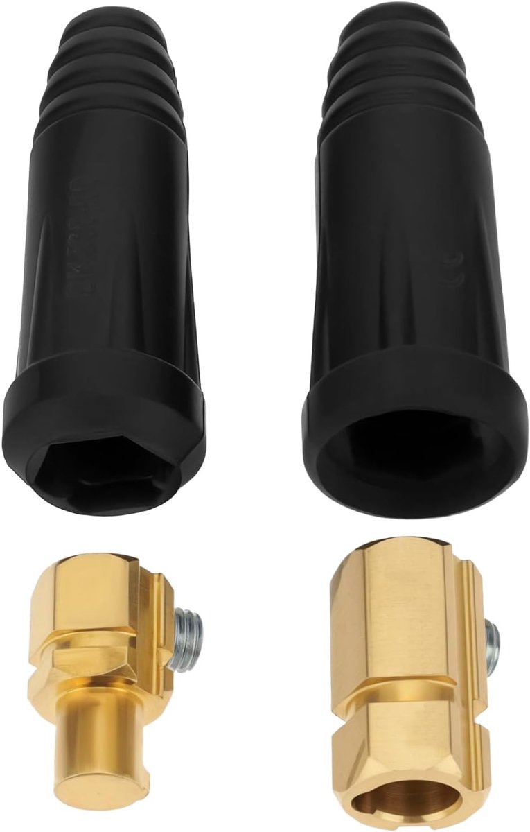 SnelShoppen - 4 Stuks Zwarte Messing Kabel Connector Set met 2 Mannelijke Hoofden en 2 Vrouwelijke Stopcontacten voor 35-50mm² Lasmachine Aardingskabe