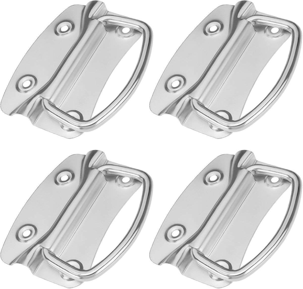 SnelShoppen - 4 Stuks Zware Stalen Handgrepen 100 x 70mm voor Gereedschapskisten, Transportdozen, Meubels - Corrosiebestendig en Duurzaam - Zilver