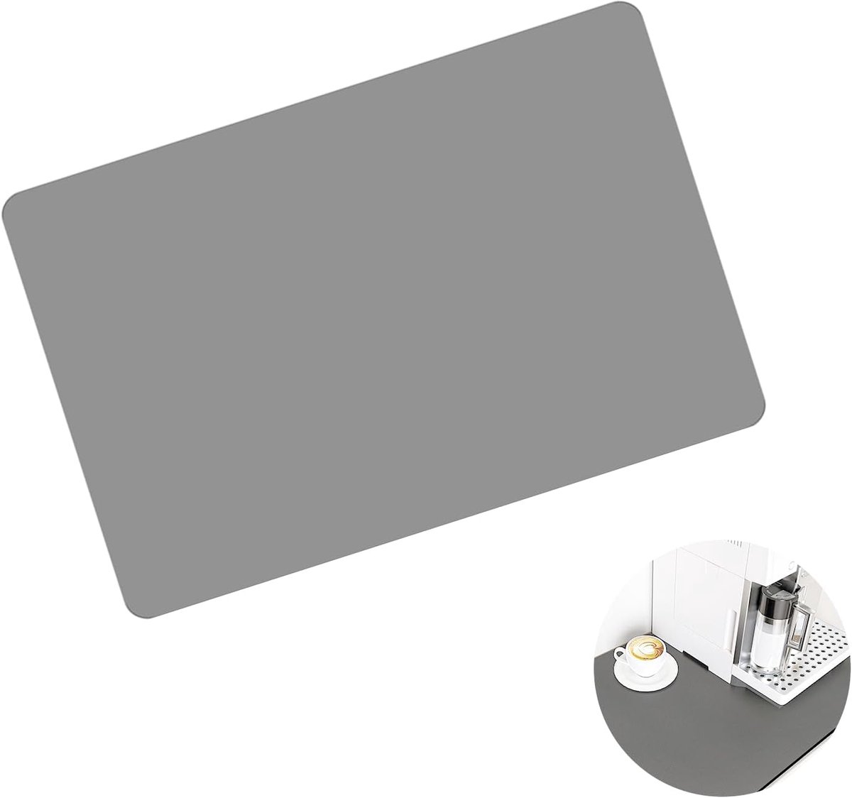 SnelShoppen - Absorberende Afvoer Mat voor Keuken, Sneldrogend met Antislip Rubber Onderkant, Lichtgrijs, 60 x 50 cm, Perfect voor Afwas en Koffiezeta