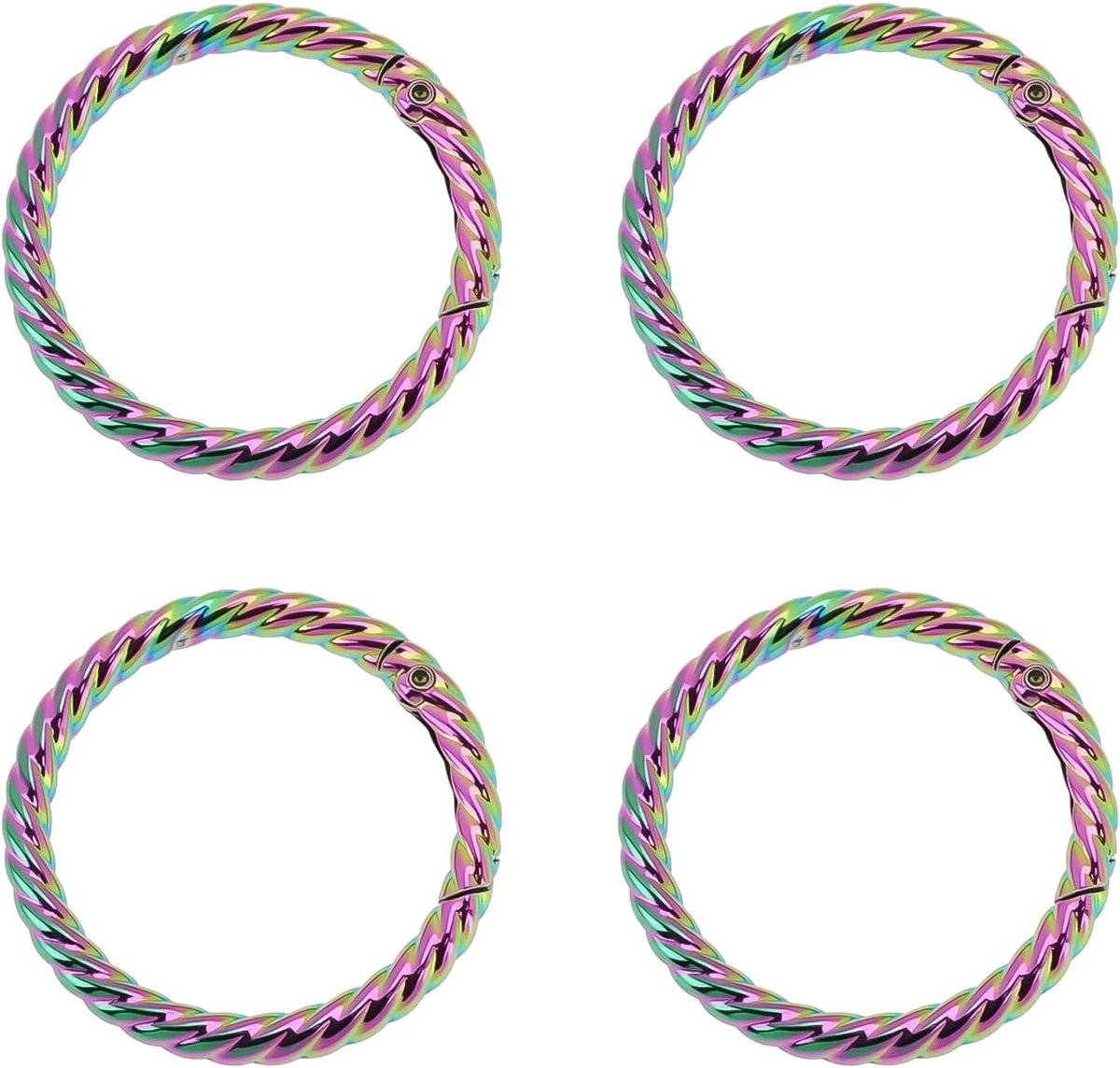 SnelShoppen - 4 Stuks Regenboog O Ring Haak Met Veeropening Snap Clip 38mm Binnen Diameter 48mm Buiten Diameter Van Zink Legering Voor Sleutelhanger,