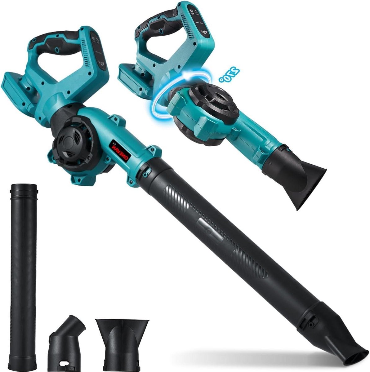 Accu Bladblazer - Elektrische Bladblazer - Tuin Schoonmaken - 270° Draaibaar - 2 Accu's 3000mAh - Zwart