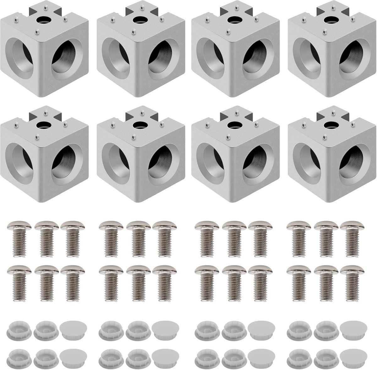 8 stuks 3030 3-weg hoekkubus 3030 extrusiehardware T-slot V-slotaccessoires met schroeven en moeren voor 30x30 - Homevero