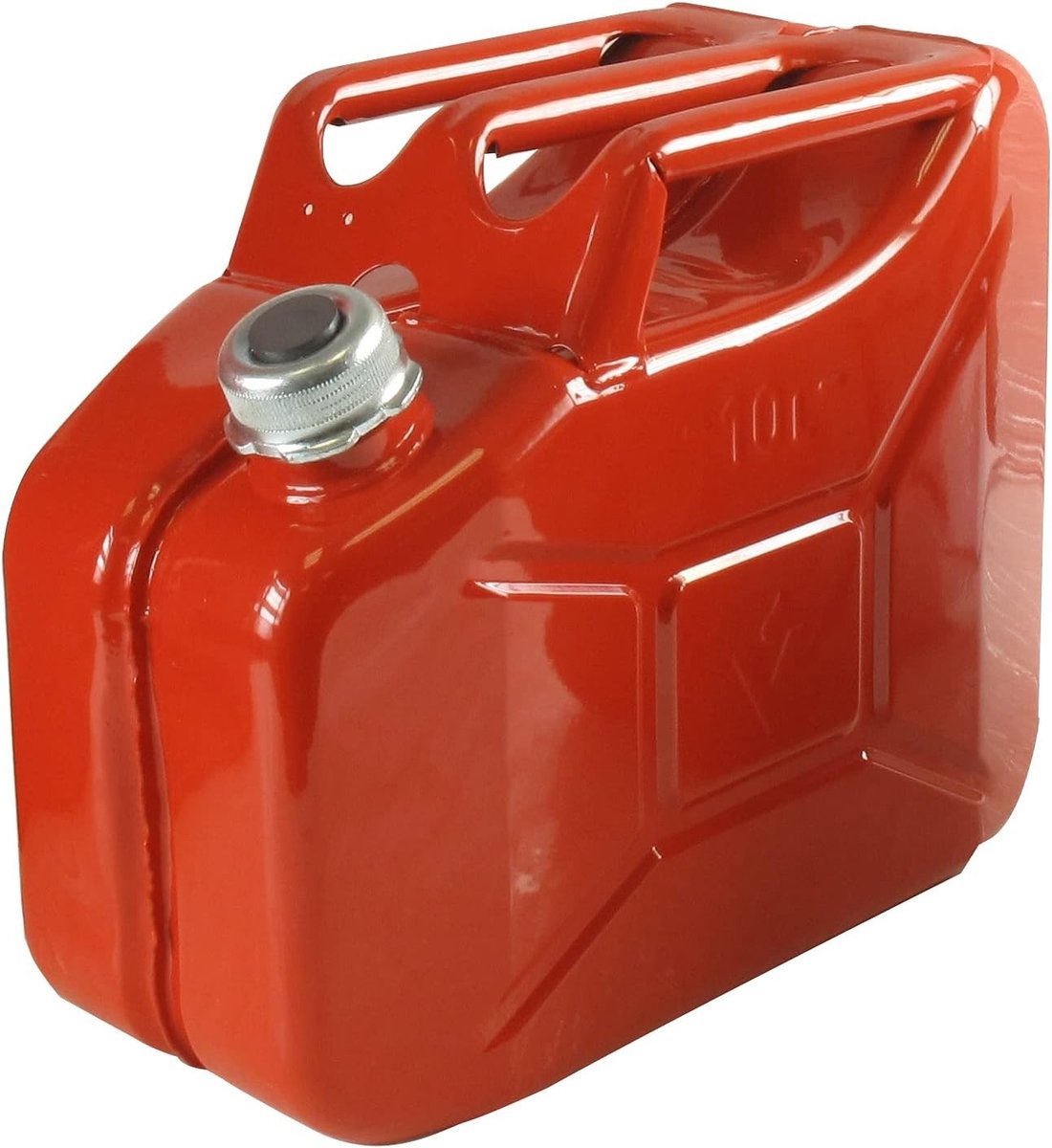 Jerrycan - Rood - 10 l - Metaal met Schroefvergrendeling - Voor Brandstof en Vloeistoffen