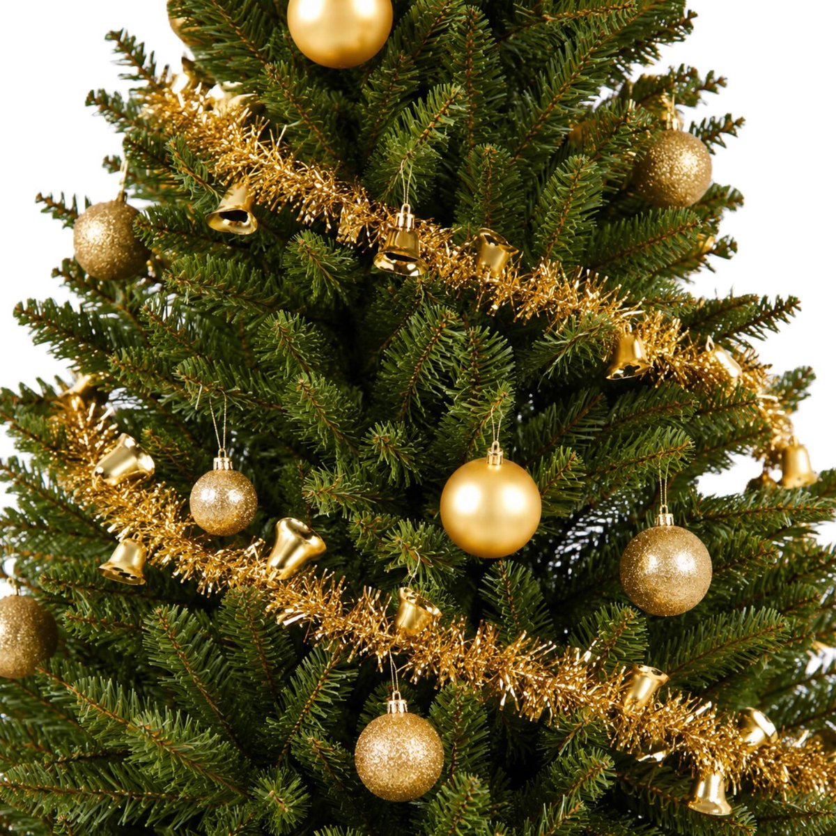 Arte r Lametta kerstslinger - 5x - goud - folie - 200 x 12 cm - met kerstklokjes