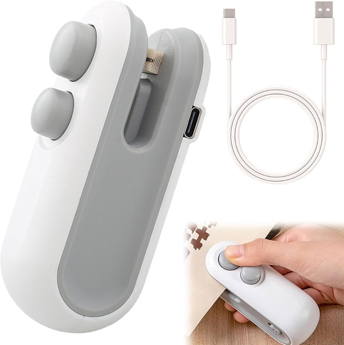 Mini USB Charger, Mini Heat Seal Device for Sealing Bags, 2-in-1, with Integrated Cutting Device, Mini Sealing Machine - ShopVlot
