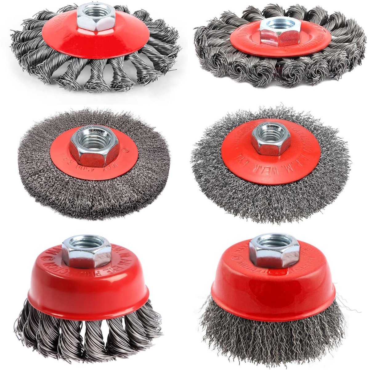 Set Hoekslijper Draadborstels - Rood - 75/100 mm - Koolstofstaaldraad - Geschikt voor Accuboormachine
