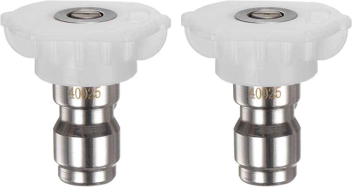 SnelShoppen - 2-Pack Hogedrukreiniger Spuitmonden, 40 Graden 1/4 Snelle Koppeling Roestvrij Staal Hogedrukreiniger Dopsproeier voor Schoonmaken, 1mm O