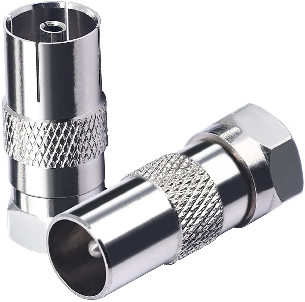 SnelShoppen - TV Antenne Adapter Plug F naar TV Plug - Coaxiale Adapter voor Antenne- en Satellietkabel - 2 Stuks - 75 Ohm - Duurzaam en Flexibel - Zi