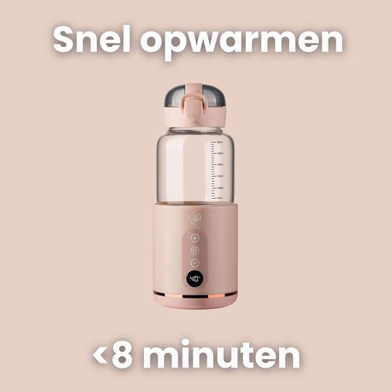 Draagbare Flessenwarmer - Mobiele Warmer - Babyvoeding Opwarmen - Snel Warm in 8 Minuten - 1 kg - Roze — afbeelding 5