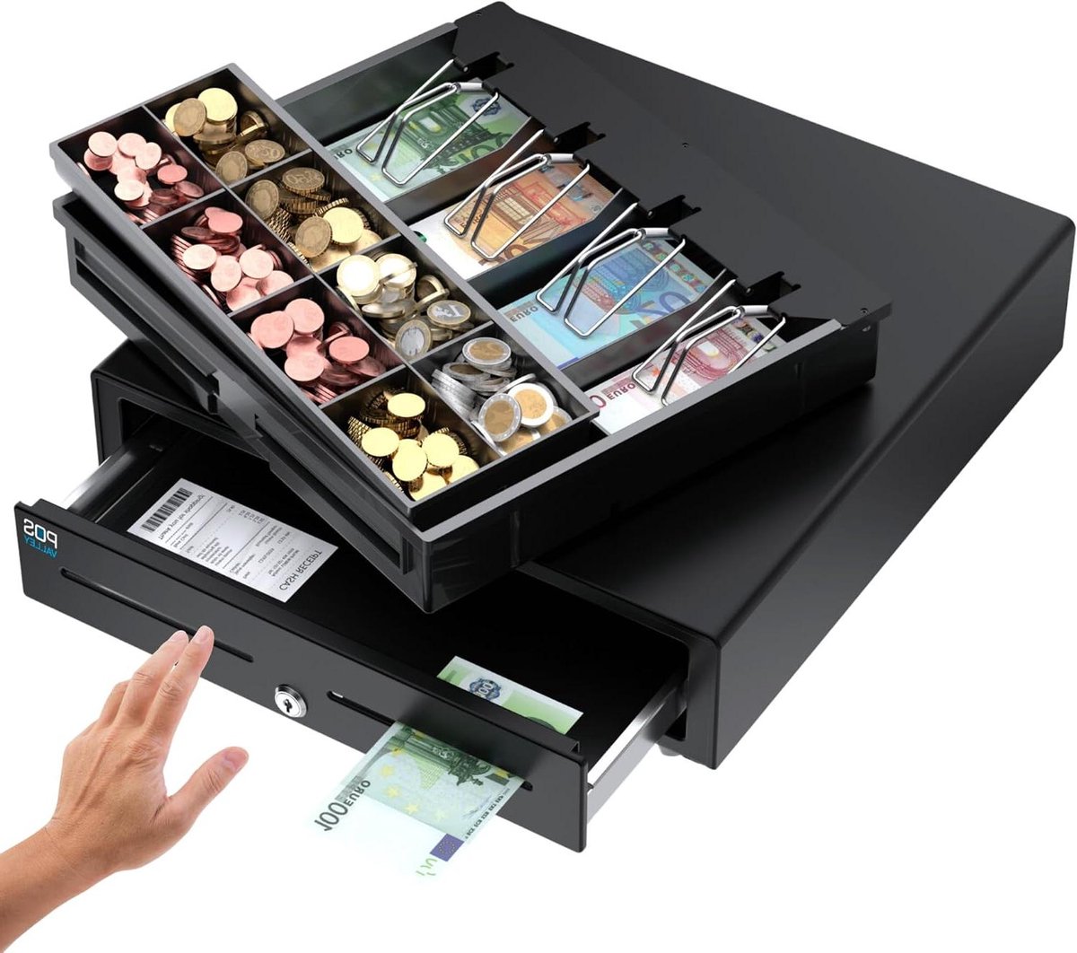 Geldlade Met Sleutel - Kassalade Kist - Geld Organiseren - Stevig IJzeren Frame - 41x41 cm - Zwart