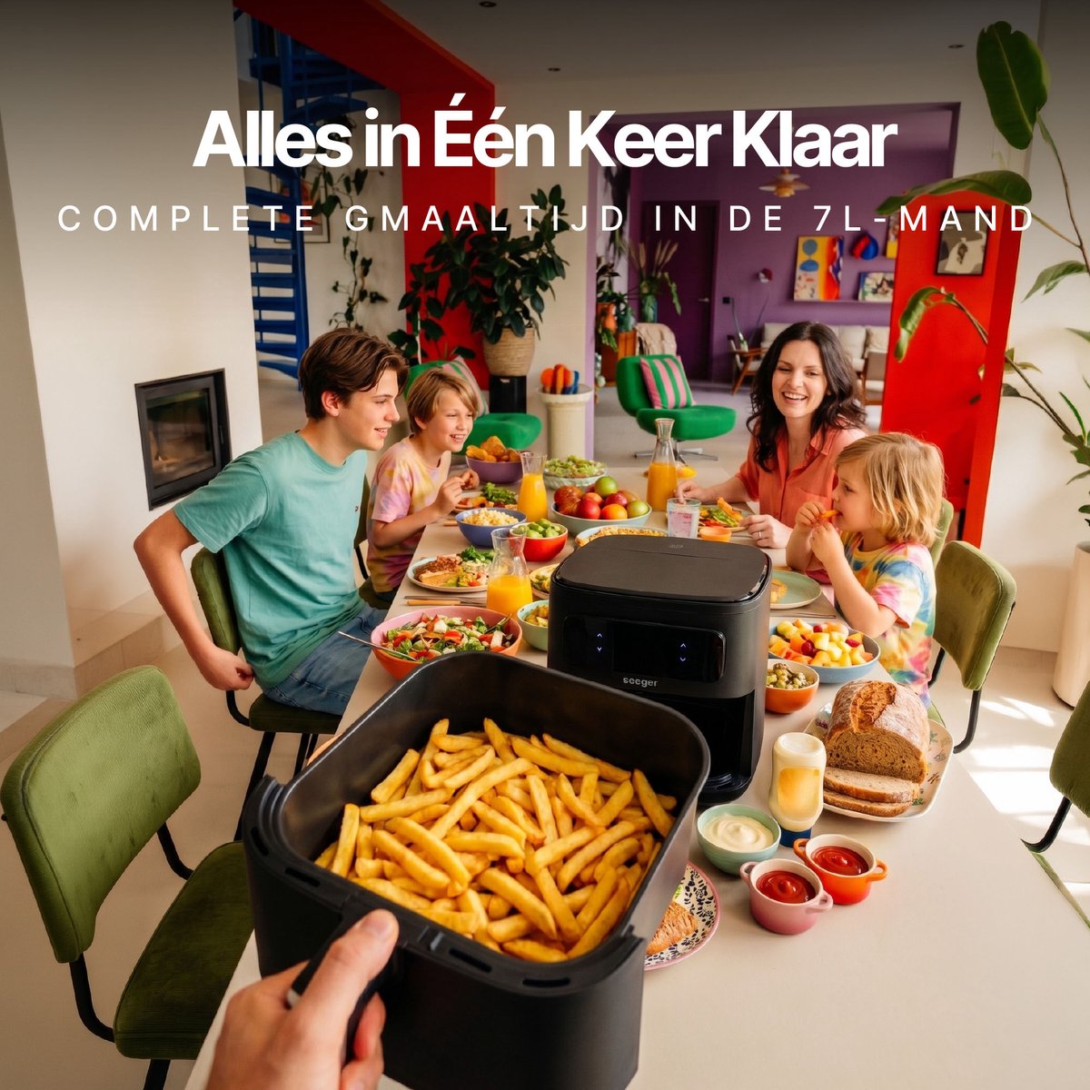 Seeger Airfryer met Stoomfunctie XXL - 7 Liter - SteamFry - Kijkvenster - 8 Programma's - PFAS-vrij - tot 8 Personen thumbnail 6