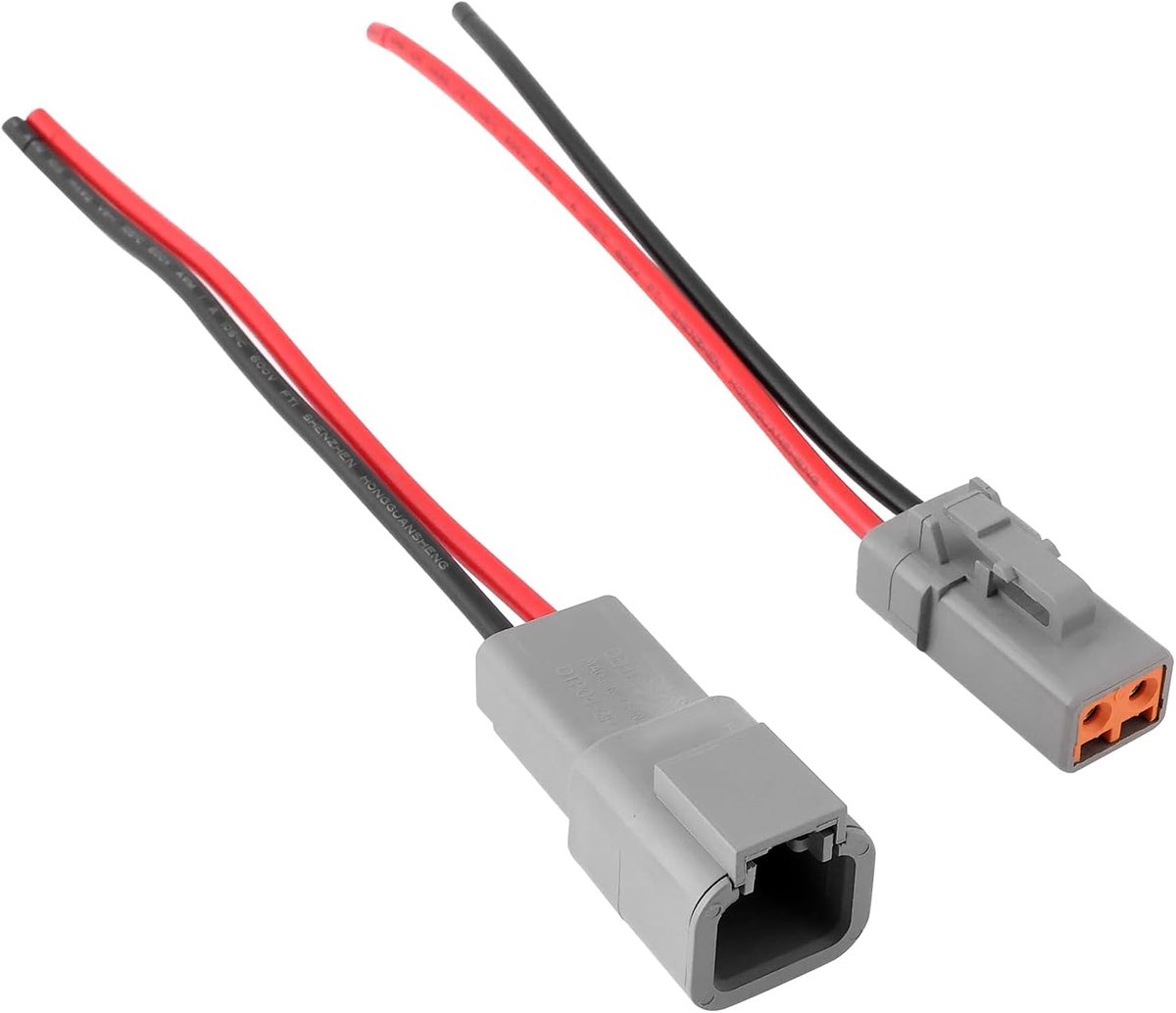 2Pcs 2Pin Automotive High Power Spot Lamp Plug Male Female Waterproof Connector Wire Harness DTP04-2P DTP06-2S for - ShopVlot