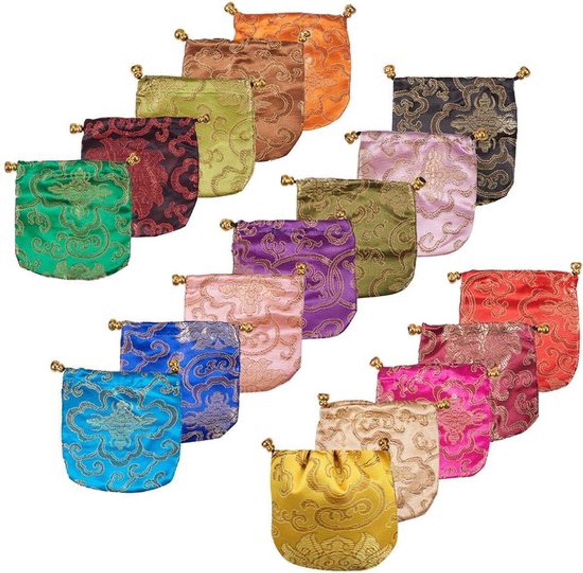 30 Stuks Snoepzakjes in Gemengde Kleuren, Zijde Pouches voor Trouwen, Cadeaus en Sieraden, 10.5-11.5×11.5×11.5 cm