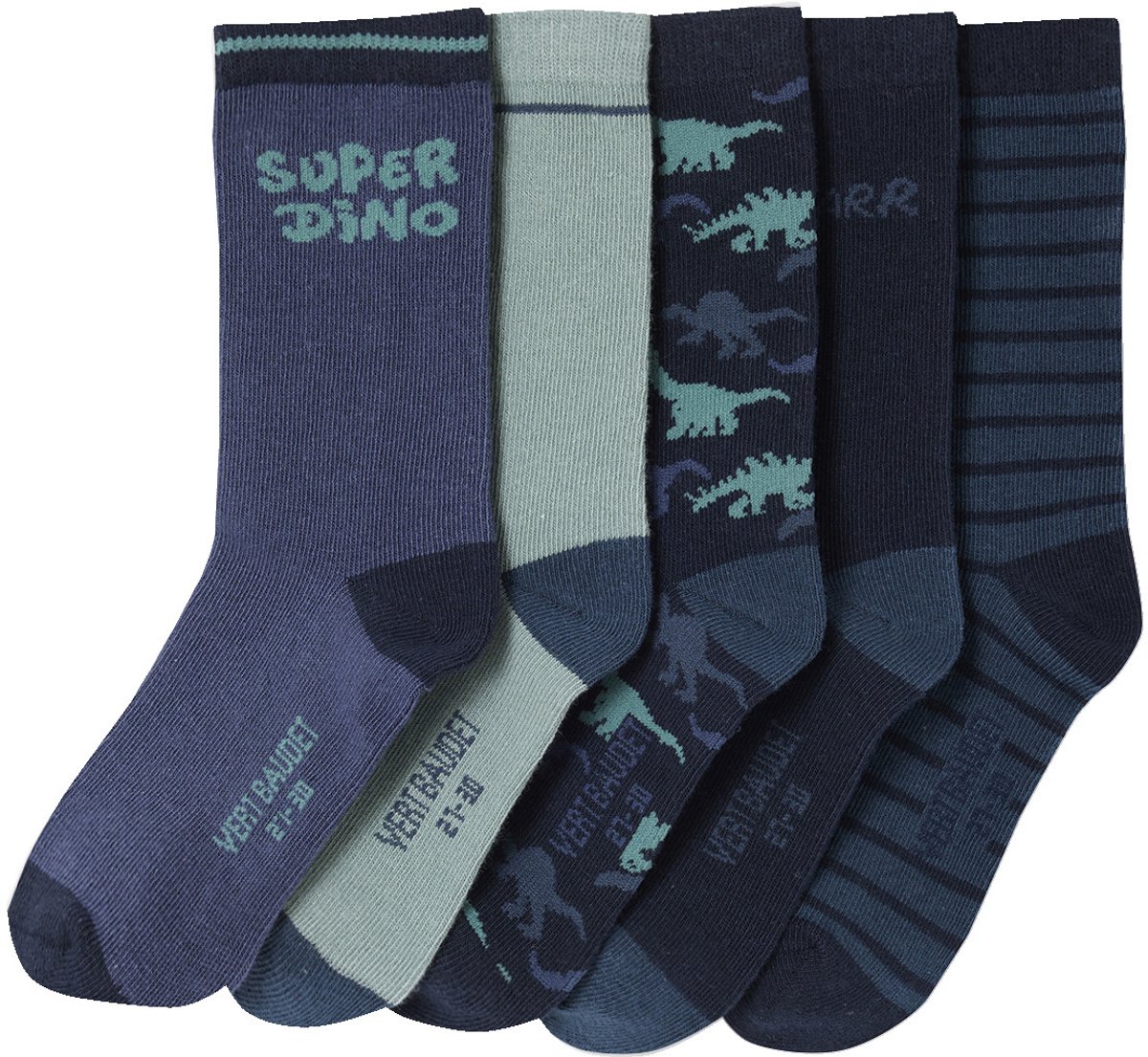 Vertbaudet Set van 5 paar sokken "Super dino" jongen