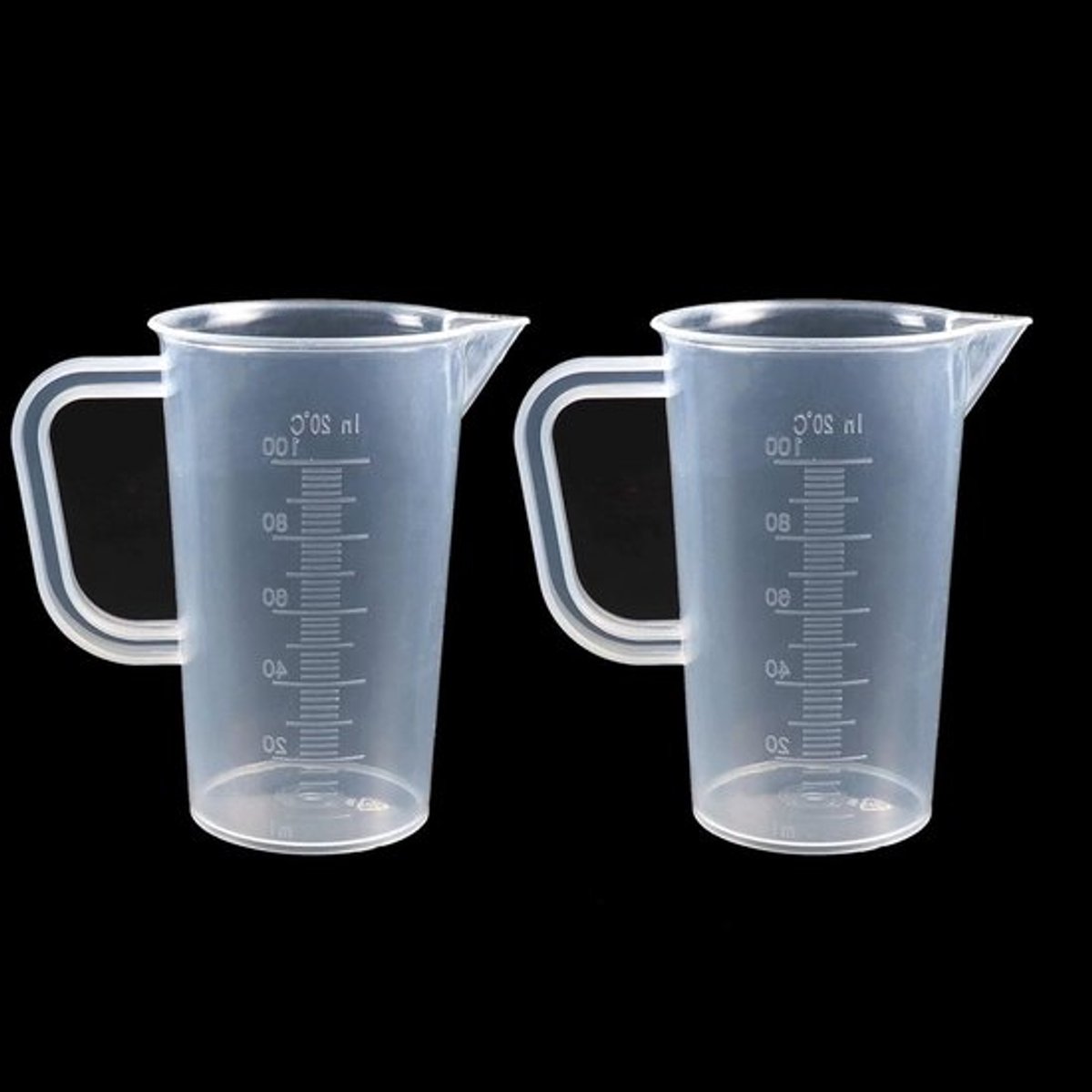 Set van 2 Maatbekers van 100 ml - Kunststof Meetbekers voor Laboratorium, Keuken en Cocktails - Warmtebestendig voor Olie, Water en Melk