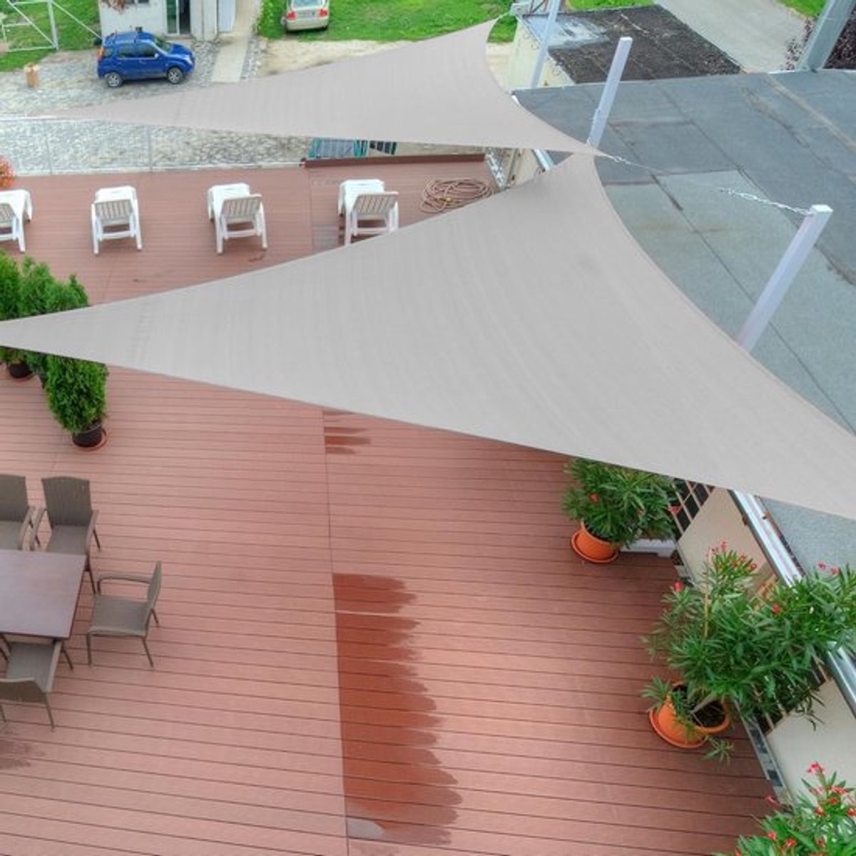 Driehoekige Luifel 2x2x2 m van Ademend HDPE voor Tuin, Balkon, Terras en Kamperen - Antracietkleurig