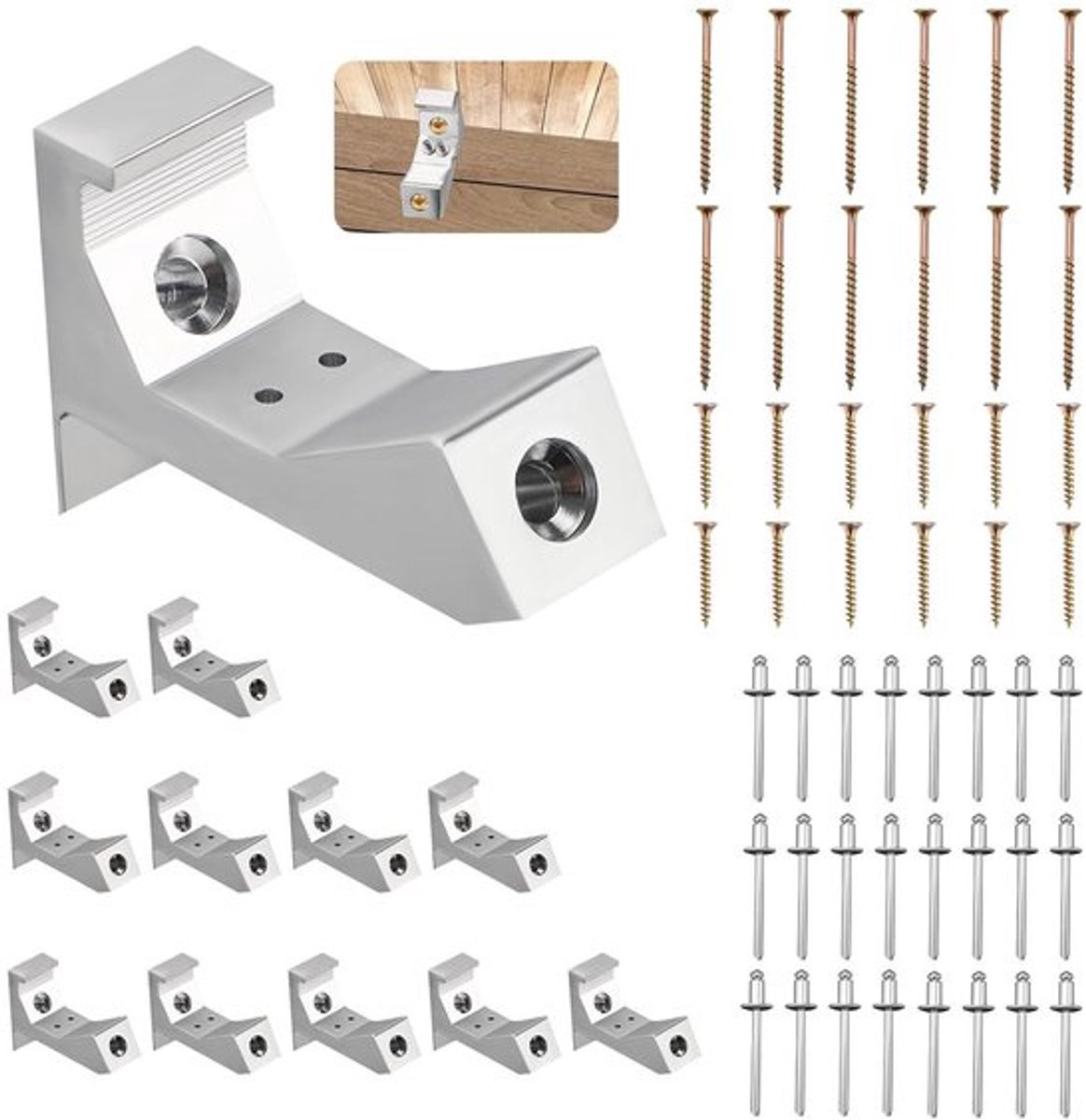 12-delige Squeaky Vloer Reparatie Set, Aluminium Gereedschap voor het Verhelpen van Houten Vloeren en Geluidsoverlast