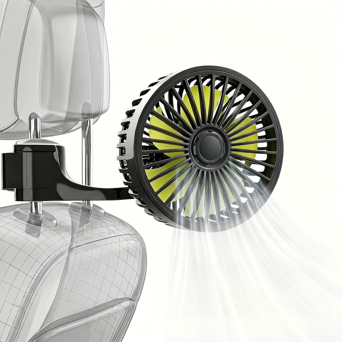 Autoventilator - Zwart - 12 V/24 V - USB met 360 graden Rotatie - Voor Vrachtwagen, Bestelwagen, SUV, RV