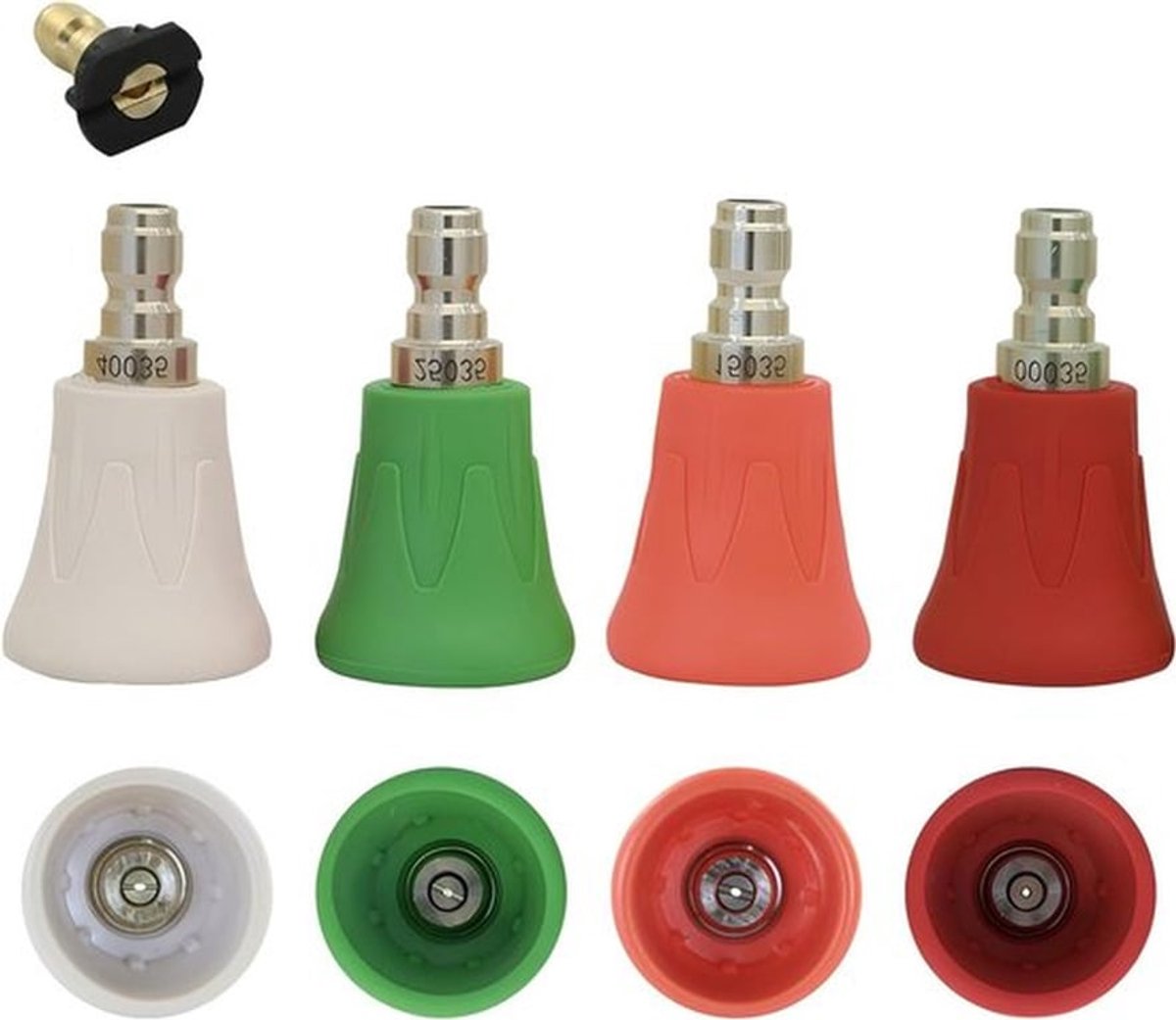Set van 5 Hogedrukreiniger Spuitmonden, 1/4 Inch Snelle Aansluiting, Roestvrijstalen Tips met Rubber Bescherming voor Auto en Thuisgebruik