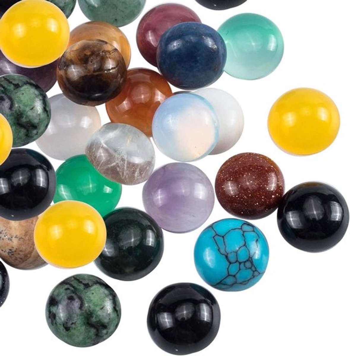 46 Stuks Half Ronde Cabochon Flatback Edelstenen Kralen van Natuurlijke Kwarts voor Sieraden Maken - Chakra Steen (8mm)