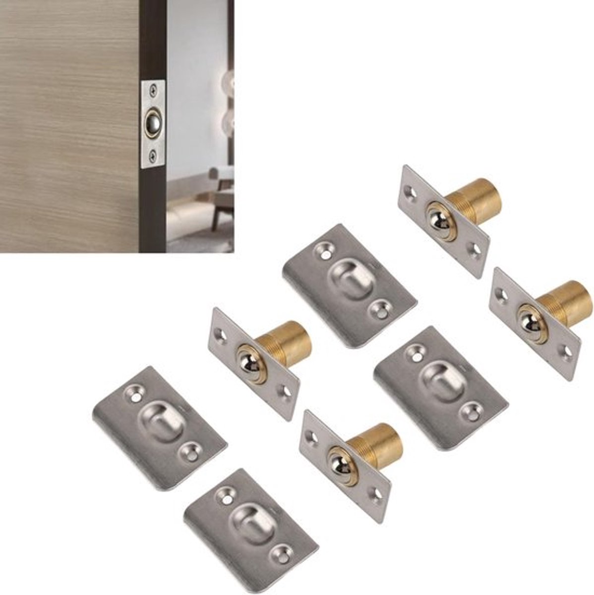 Verstelbare RVS Deurbal Catcher Set van 4 Stuks voor Kastdeuren met Pickguard en Antiroest Eigenschappen