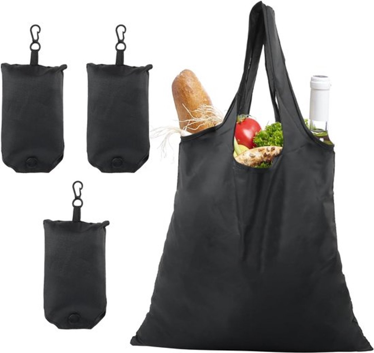 Vouwbare boodschappentassen, 48 × 36.5 cm, lichtgewicht en milieuvriendelijk, ideaal voor boodschappen, reizen en voedsel, set van 4 stuks