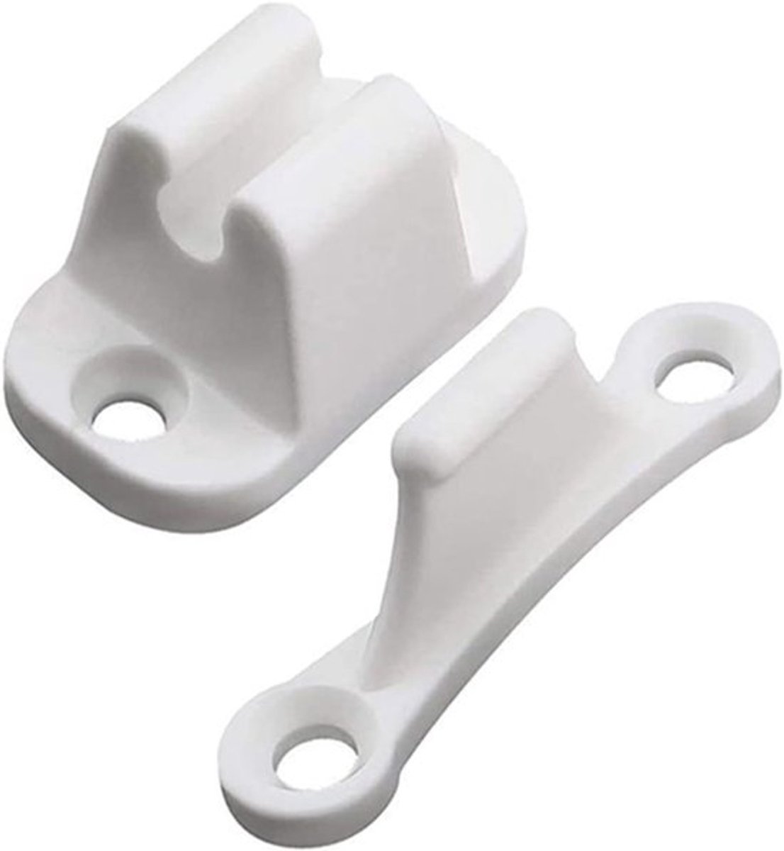 T-Shaped Deurstoppers en Houders Set voor Caravans en Motorhomes, Wit, 1 Set met Bevestigingsclips en Deurbeveiliging