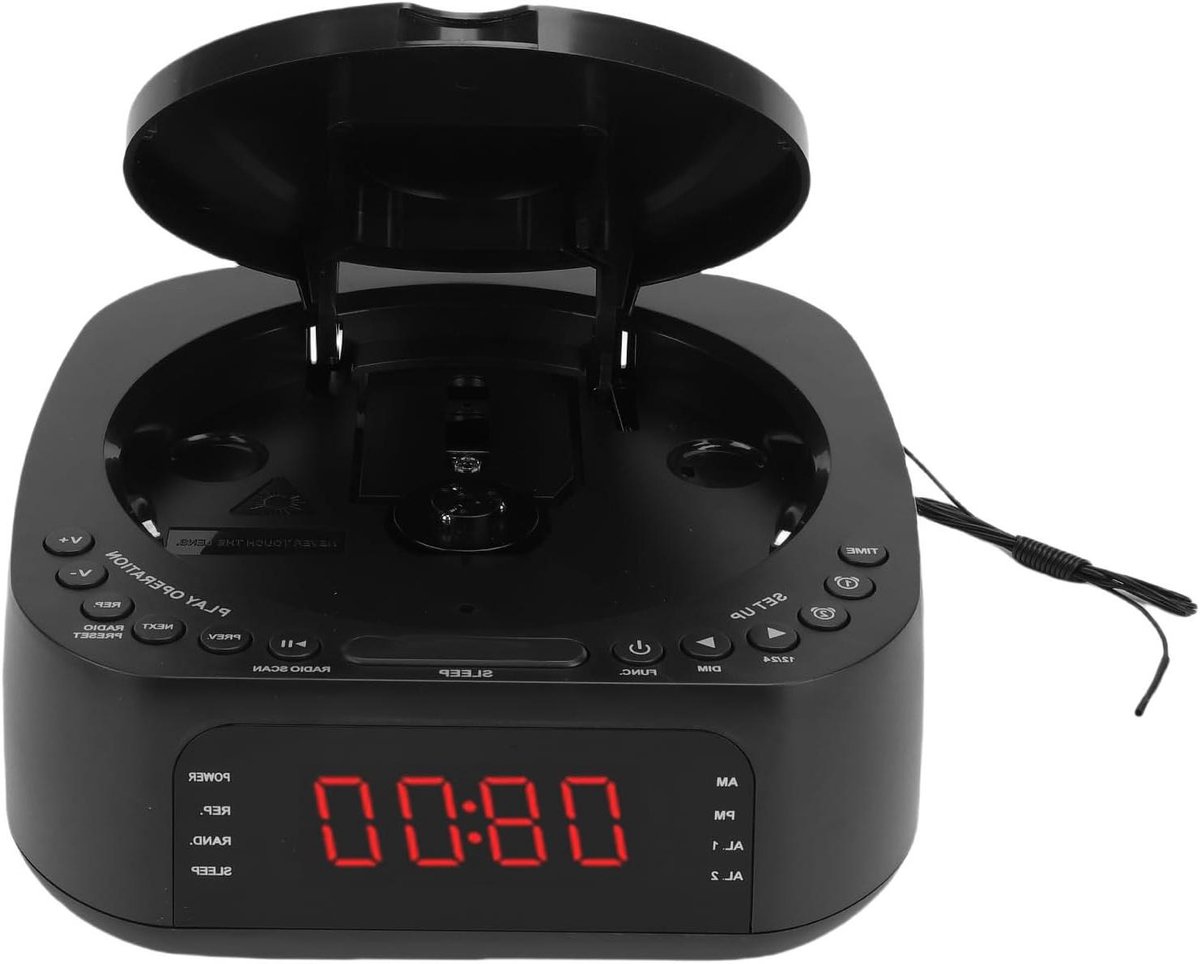CD-speler Wekker - Wekkerradio Bluetooth - Ontspannen Wakker Worden - Bovenlader Ontwerp - 21 x 10 cm - Wit