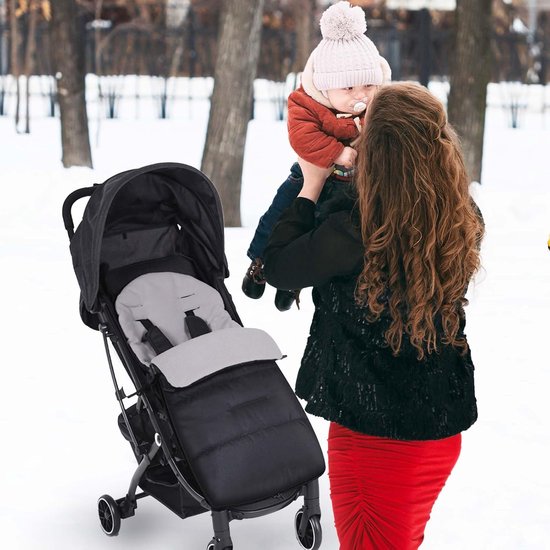 Kinderwagen Voetenzak - Baby Slaapzak - Winterse Uitjes - Polarfleece Binnenkant - 83 cm x 40 cm - Zwart — afbeelding 2