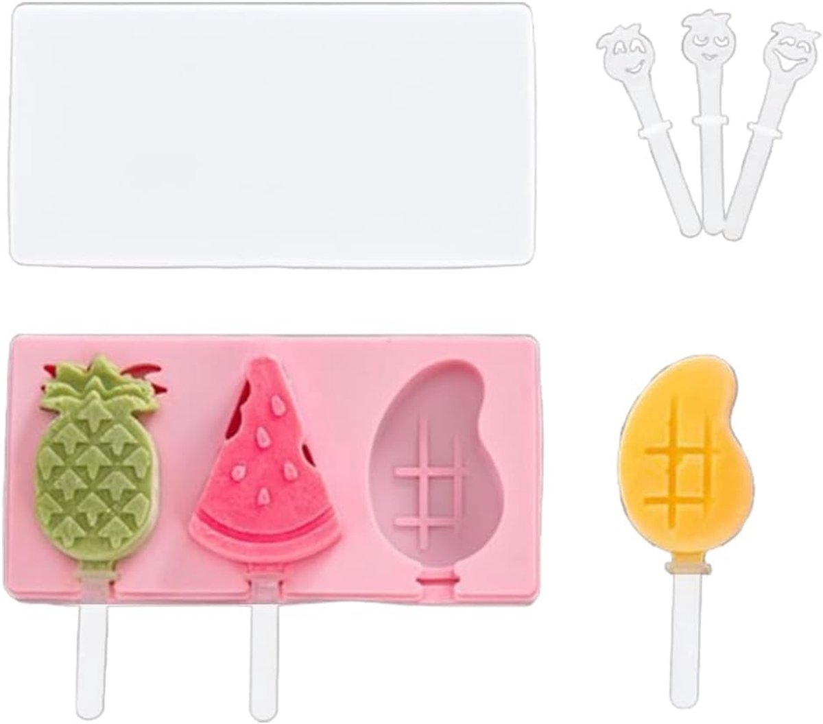 Fruit Ice Cream Set (with 3 PP Bars) Food Grade Silicone Shape DIY Tools for Home - ShopVlot