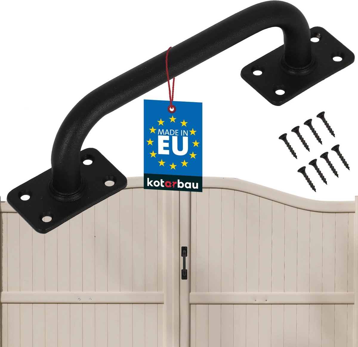 KOTARBAU® Poortgreep - Schuurdeurgreep - Tuindeurgreep 175 mm - Buitendeurgreep - Zwart - Gepoedercoat Staal