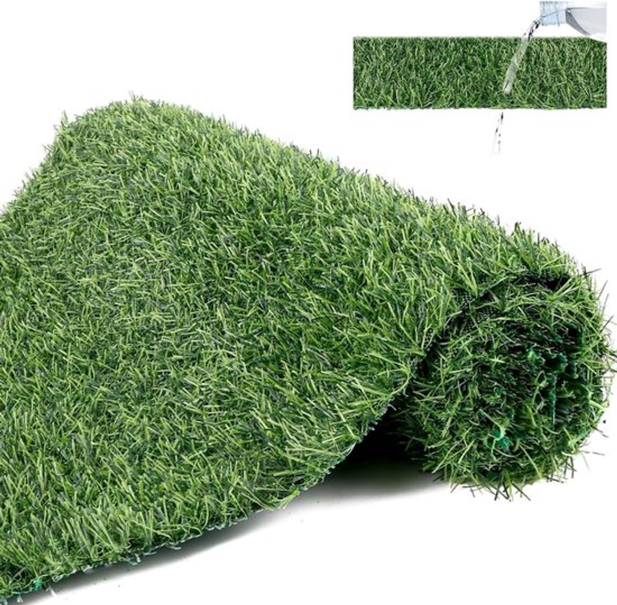 Set van 2 Kunstgras Rollen 20mm 35x120cm - Waterdoorlatend Kunstgras voor Tuin, Balkon en Evenementen