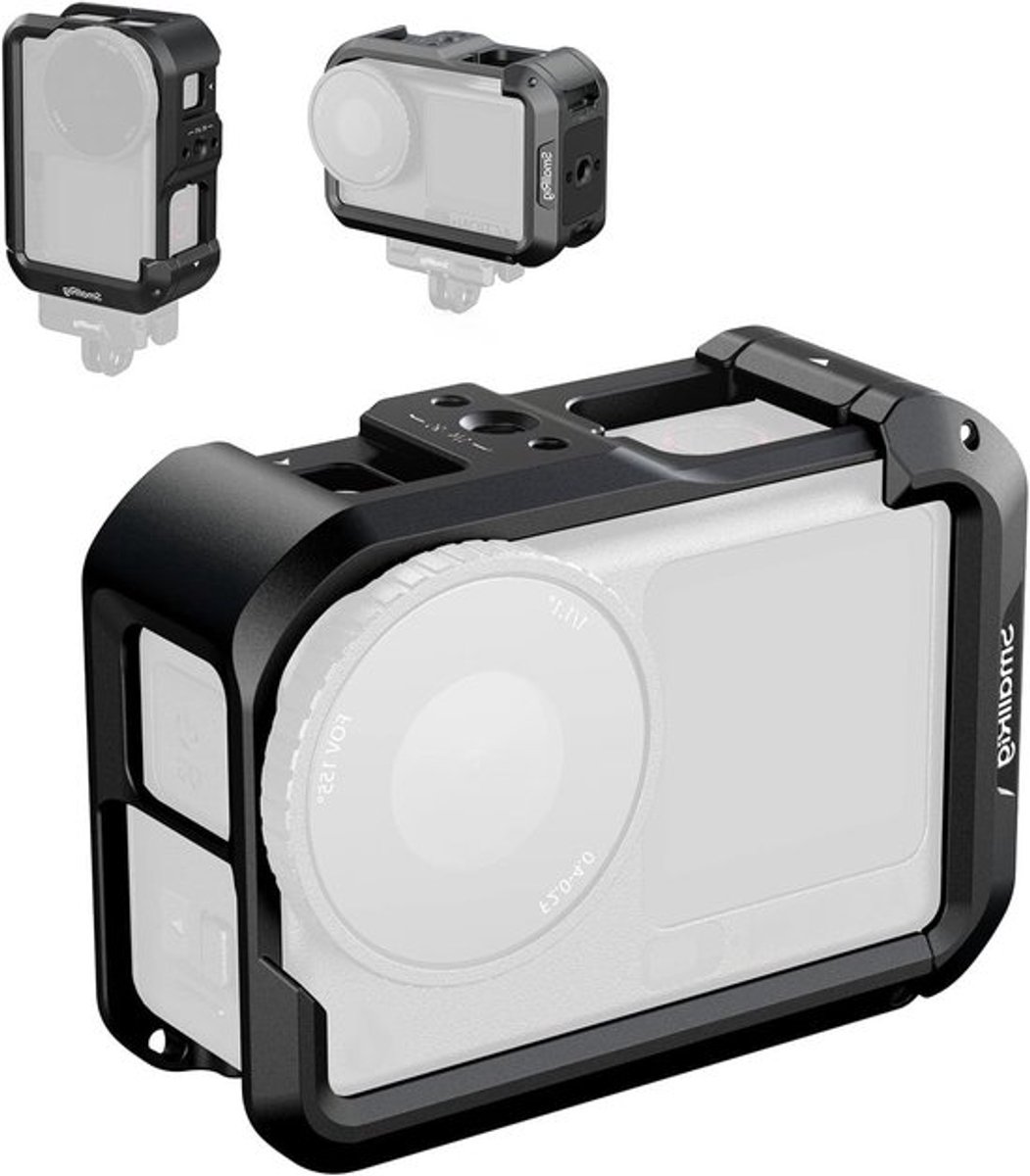 Actiecamera Behuizing voor DJI Osmo Action 6 met Uitbreidingsinterfaces, Koudschuh en Snelle Bevestiging - Aluminium Beschermframe voor Stabiliteit en Toegang tot Accessoires