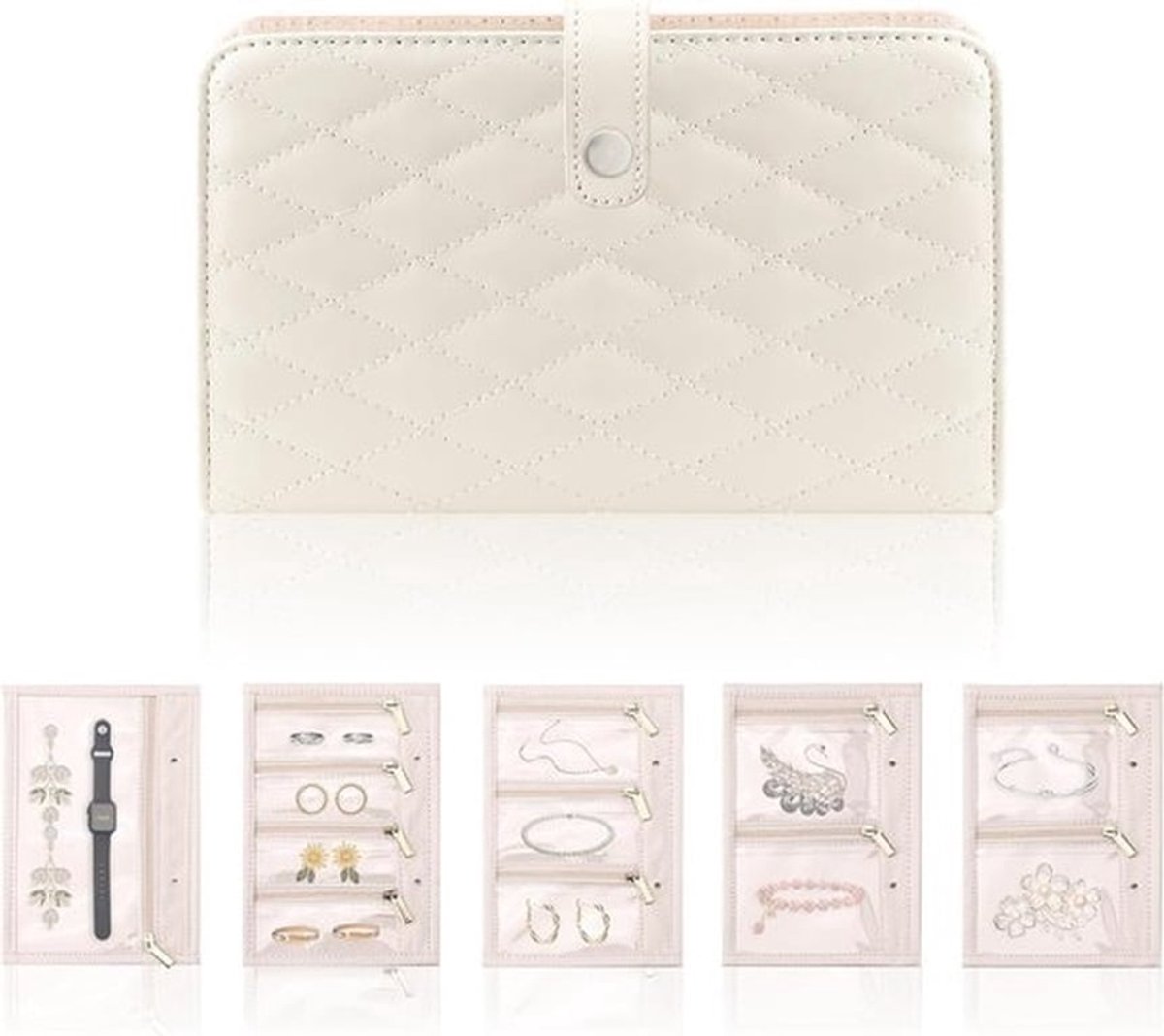 Sieraden Boek Organizer voor Opberging, Sieraden Binder met Gouden Ritsen, Reis Sieraden Case voor Vrouwen - Perfect voor Thuis en Op Reis