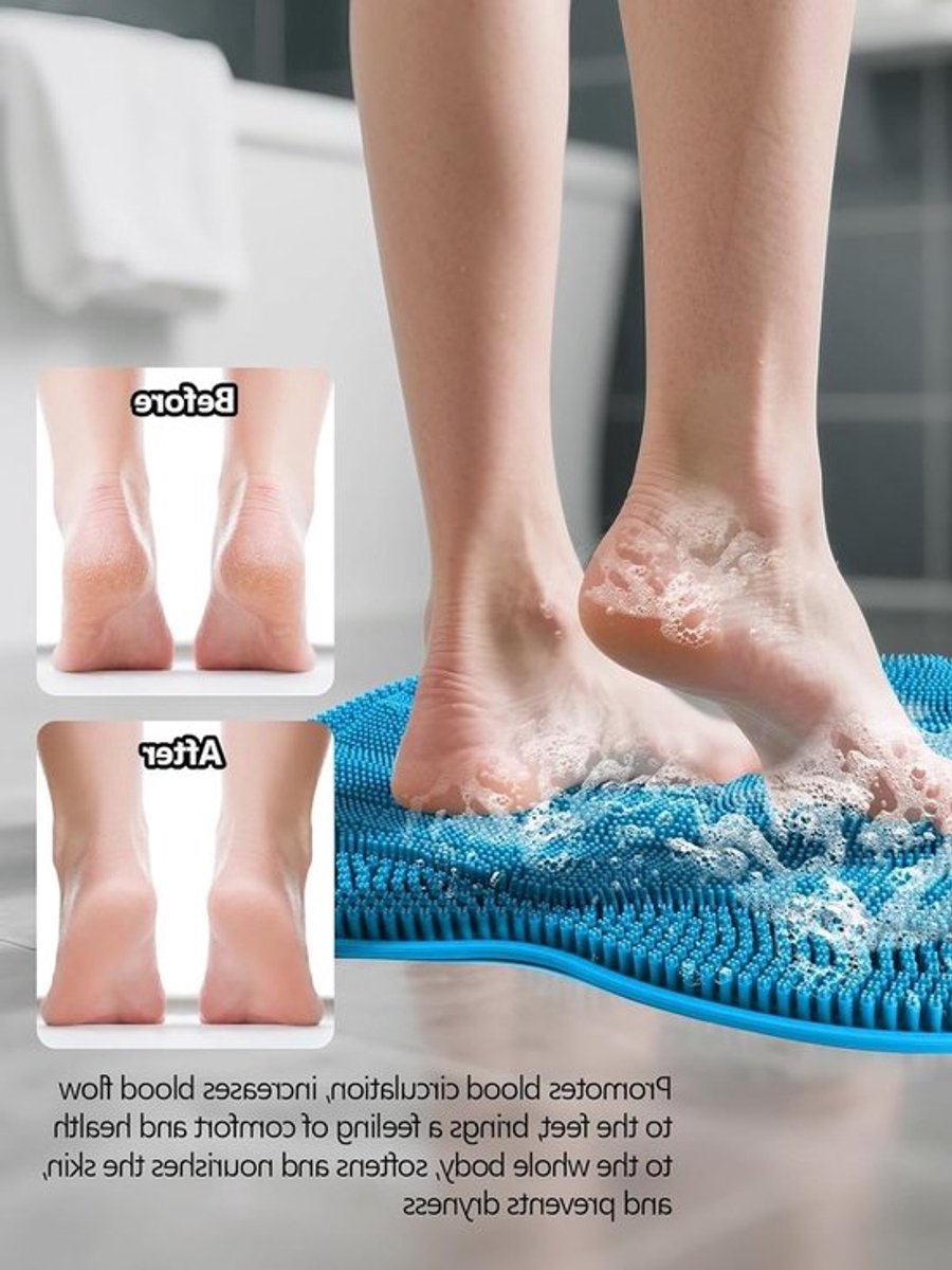 Grote Antislip Douchescrubber voor Voeten met Zuignappen, Voetreiniger en Massageborstel voor Gemakkelijk Schoonmaken zonder Bukken