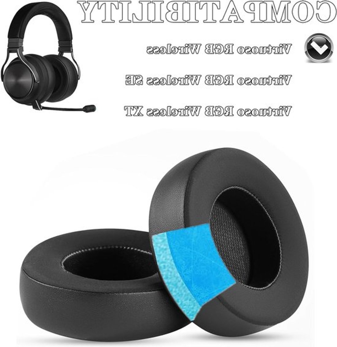 Vervangende Oorkussens en Hoofdband voor Gaming Headset - Koelende Gel, Ice Silk Stof, Geluidsisolatie en Comfortabele Pasvorm