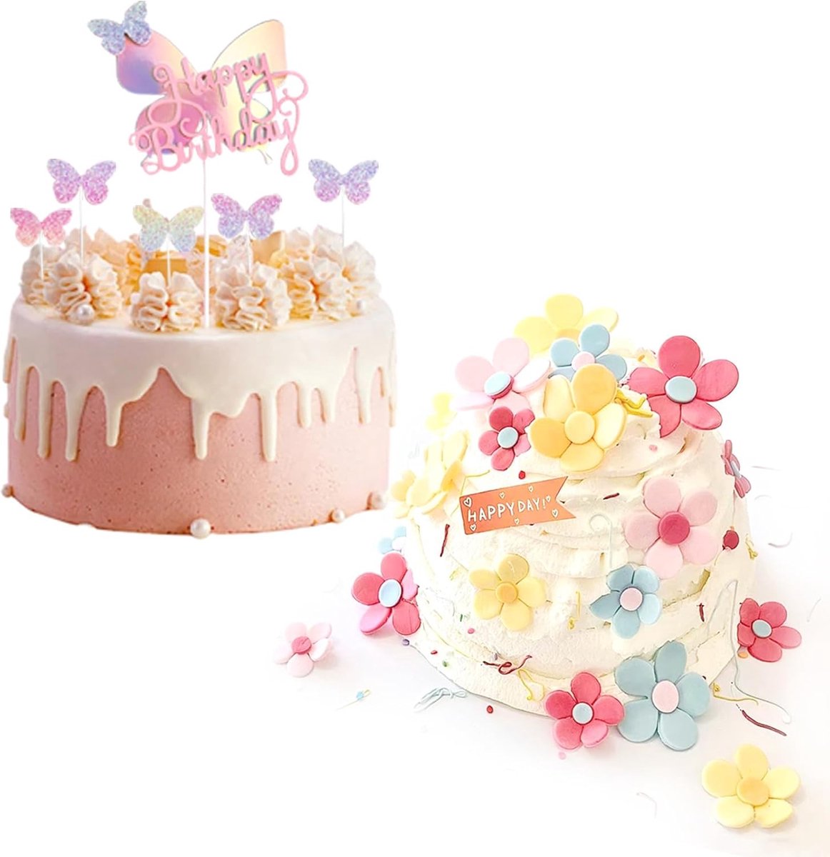 SnelShoppen - 35 Stuks Vlinder Taartdecoraties, Kleurrijke Vlinder Taarttopper, Vlinder Cupcake Toppers, Gemengde Maten Vlinders voor Taarten voor Mei