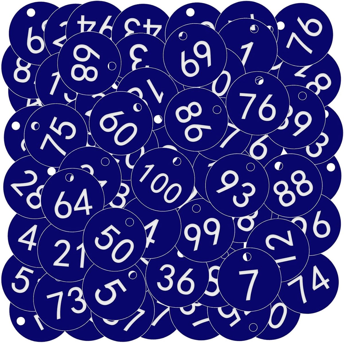 Plastic nummerlabels 1-100 - blauw - hoogwaardig ABS kunststof - ideaal voor ordenen - ShopVlot