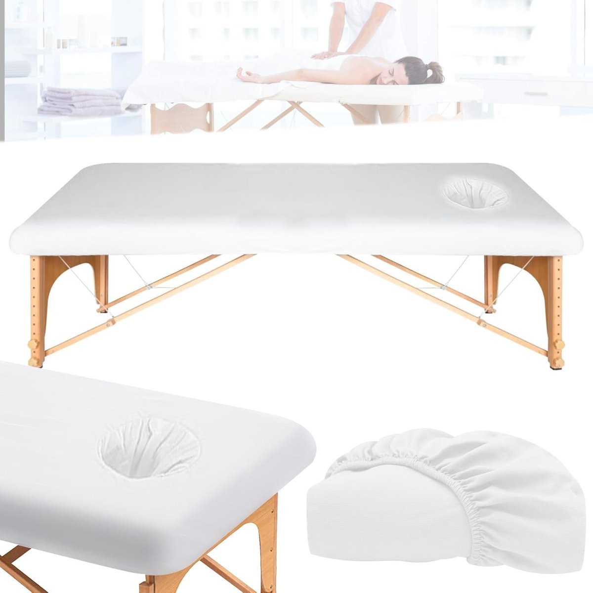 SnelShoppen - Tension Cover voor Massage Stoelen 190 x 80 cm, Dekkend met Gat, Wasbaar en Dikte, Elastische Hoes, Anti-Vuil voor Schoonheids- en Behan