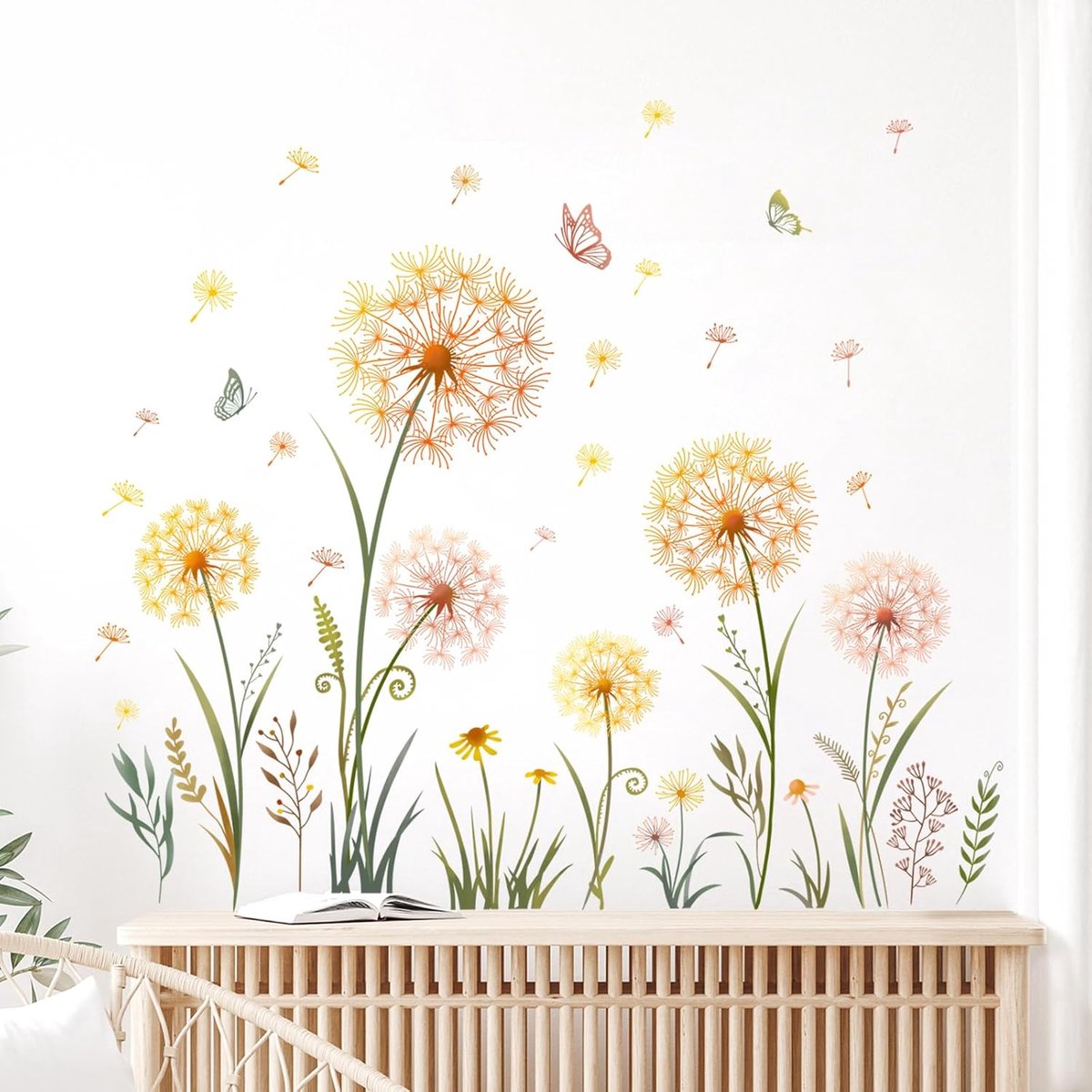 SnelShoppen - Gele Paardenbloem Muurstickers - Zelfklevende Verwijderbare Wanddecoratie voor Kinderen, Woonkamer, Slaapkamer, Gang - Waterdichte Vinyl