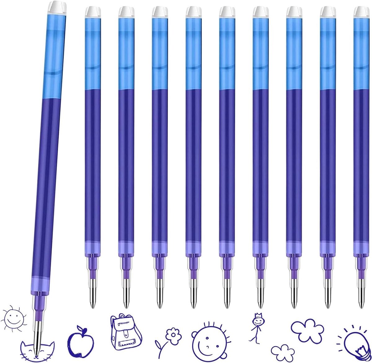 Uitwisbare penvullingen - Pen refills Blauwe refills - Fouten Corrigeren - Schoon en netjes werk - 07 mm punt - Blauw